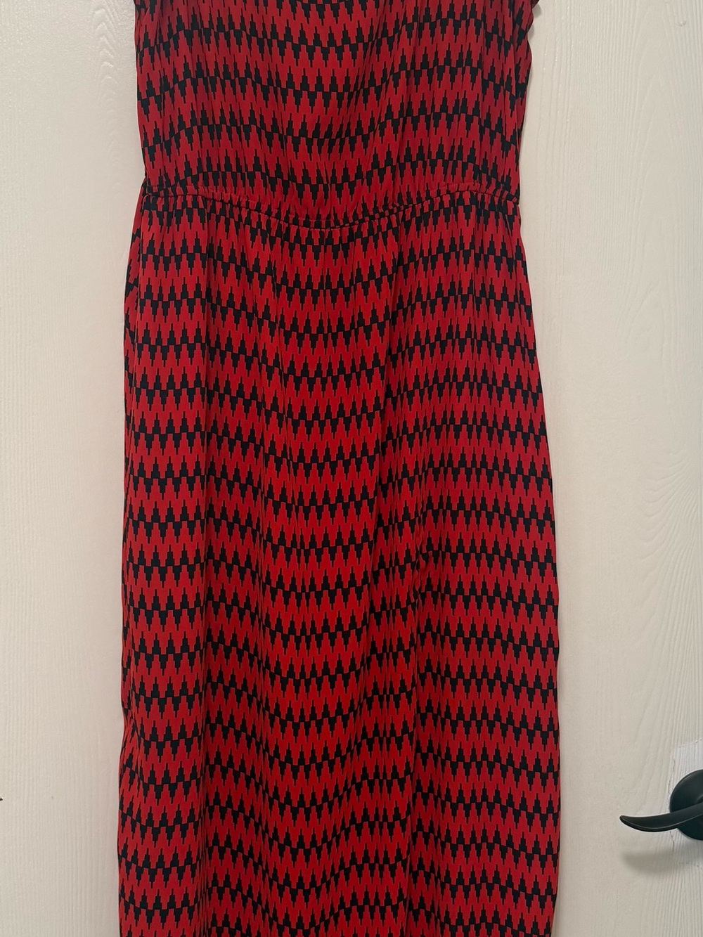 Collective Concepts Red and Black Zigzag Maxi Dress